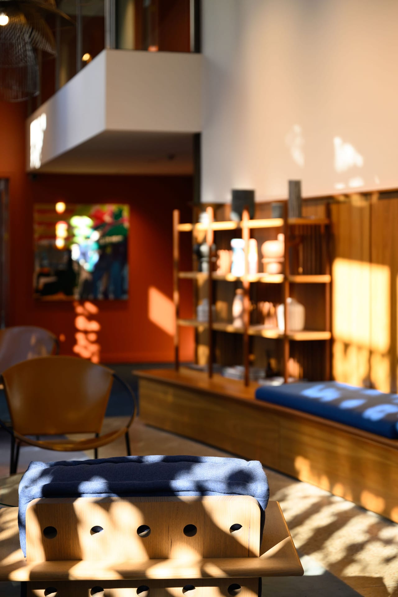 Guest lounge featuring an open fireplace